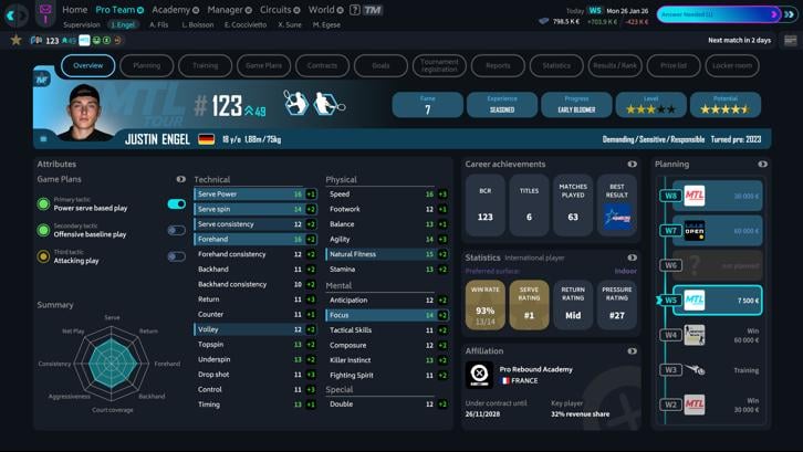 Tennis Manager 26 Steam Key screenshot from the video game thumbnail 3